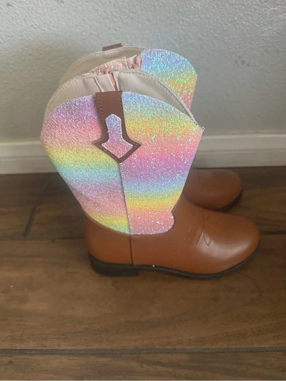 Sparkly Girls Cowboy Boots Mid Calf Glitter Kids western Boots size 34 ( U.S. 4)